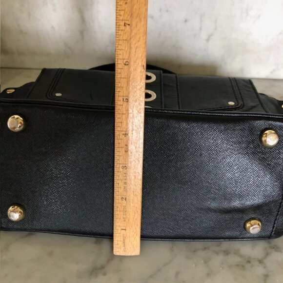 MILLY Black Small Turn Lock Satchel Bag Vintage - Picture 15 of 16